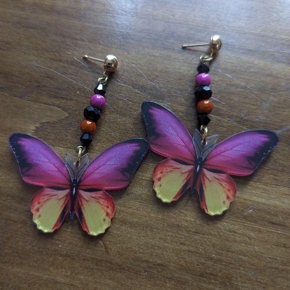 Sunrise Morpho Moth Earrings