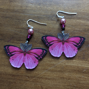 Magenta Butterfly Earrings