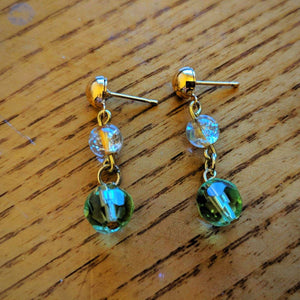 Golden Emerald 2 Tier Earrings