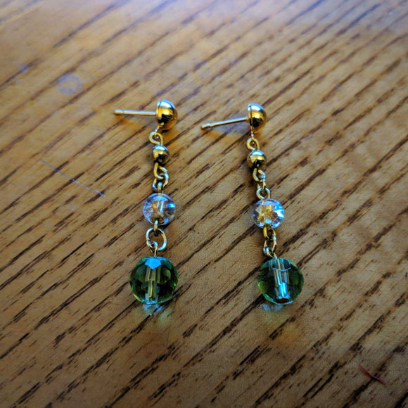 Golden Emerald 3 Tier Earrings