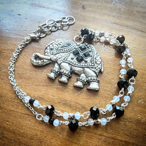Onyx Crystal Elephant Necklace